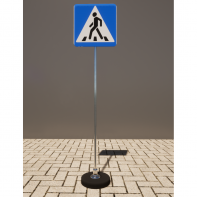 Знак дорожный "Пешеходный переход" 5.19.1 типоразмер 40 на стойке с основанием 3кг - fgospostavki.ru - Белово