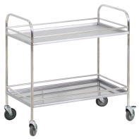 Столик процедурный с двумя полками и бортиками передвижной из нержавеющей стали - fgospostavki.ru - Белово