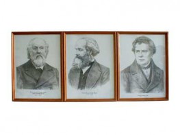 Портреты выдающихся физиков (деревянная рамка, под стеклом) - fgospostavki.ru - Белово