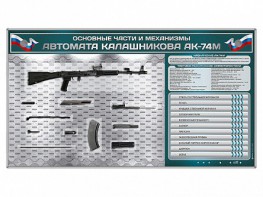 Электрифицированный стенд "Основные части и механизмы автомата Калашникова АК-74М" с полноразмерными, оригинальными макетами деталей и механизмов под стеклом - fgospostavki.ru - Белово