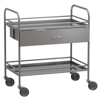 Столик манипуляционный передвижной из нержавеющей стали с бортиками, с двумя полками и выдвижным ящиком - fgospostavki.ru - Белово