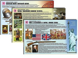 Комплект таблиц по истории "Новая история. Часть 1" раздаточные (цветные, ламинированные, А4, 6 штук) - fgospostavki.ru - Белово