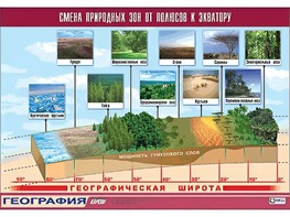 Таблица демонстрационная "Смена природных зон от полюсов к экватору" (винил 100*140) - fgospostavki.ru - Белово