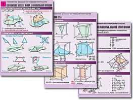 Комплект таблиц по геометрии "Стереометрия. Основные построения в пространстве" (8 таблиц, А1, ламинированные) - fgospostavki.ru - Белово