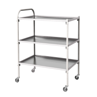 Столик инструментальный передвижной металлический с тремя полками (импортные колеса) - fgospostavki.ru - Белово