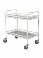 Столик процедурный передвижной металлический с двумя полками из нержавеющей стали с бортиками - fgospostavki.ru - Белово