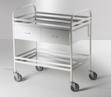 Столик манипуляционный передвижной металлический с бортиками, с двумя полками и двумя выдвижными ящиками - fgospostavki.ru - Белово