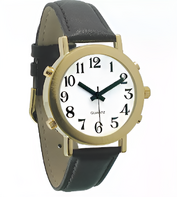 Часы для слабовидящих людей с белым циферблатом на кожаном ремешке - fgospostavki.ru - Белово