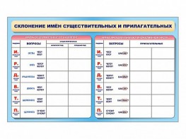 Фрагмент (демонстрационный) маркерный (двухсторонний) "Склонение имен существительных и прилагательных" - fgospostavki.ru - Белово