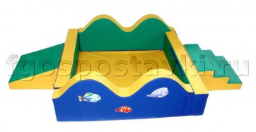 Сухой бассейн "Волна-1" 1,5х1,5м с аппликацией лестницой и скатом - fgospostavki.ru - Белово